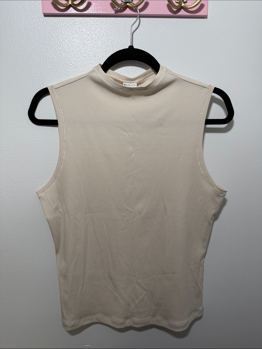 Athleta Cream Mock Neck Sleeveless Tank